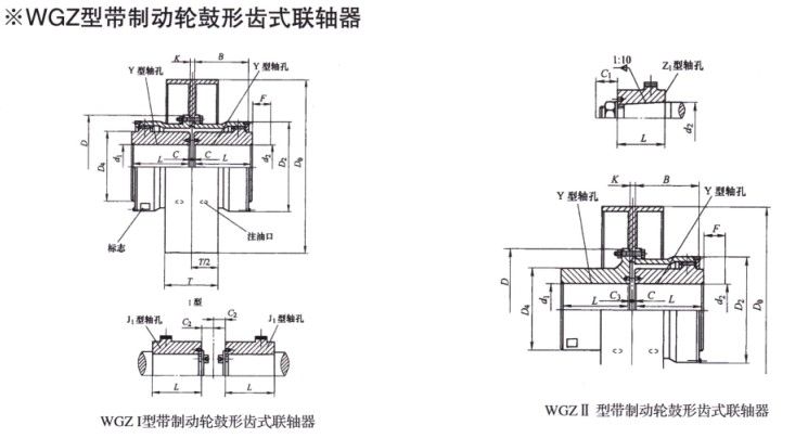 WGZ型帶制動輪鼓形齒式聯軸器